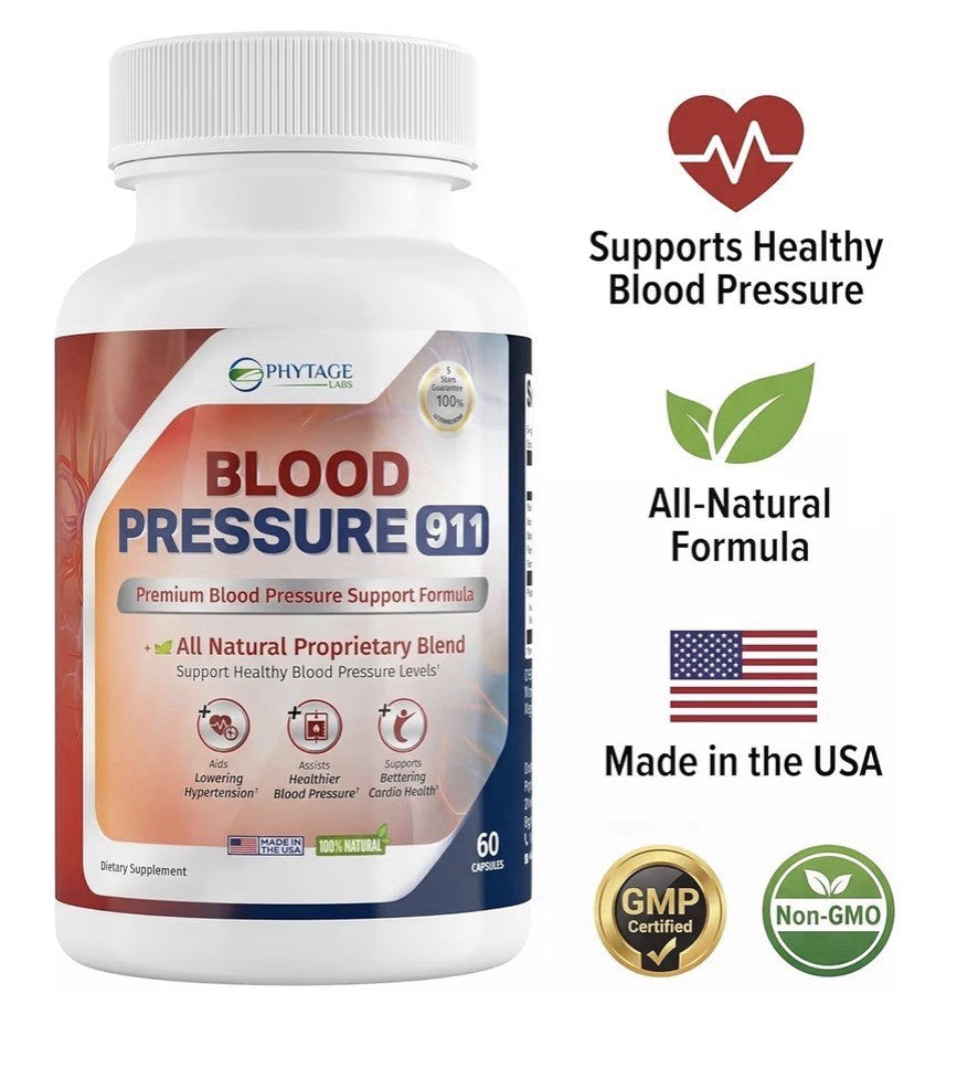 Phytage Labs Blood Pressure 911 Heart Circulation Support Supplement 60 Capsules