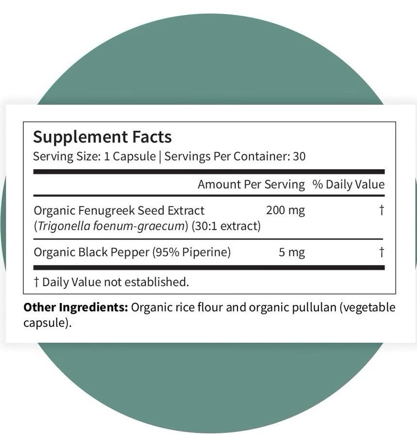 Pattern Wellness Organic Fenugreek Support Metabolic Health Overall Wellness 30c