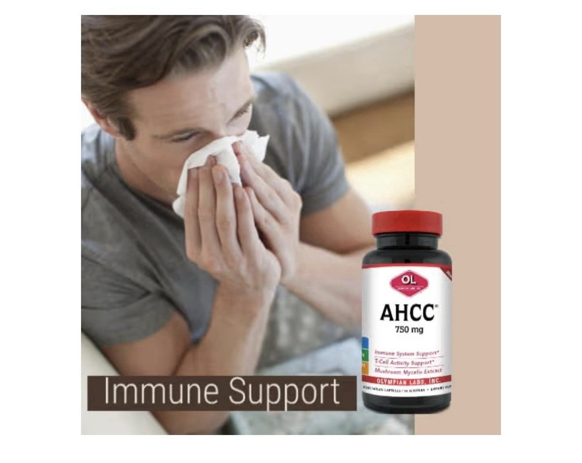 Olympian Labs Premium AHCC Supplement 750mg per Capsule Immune Liver Support 30c