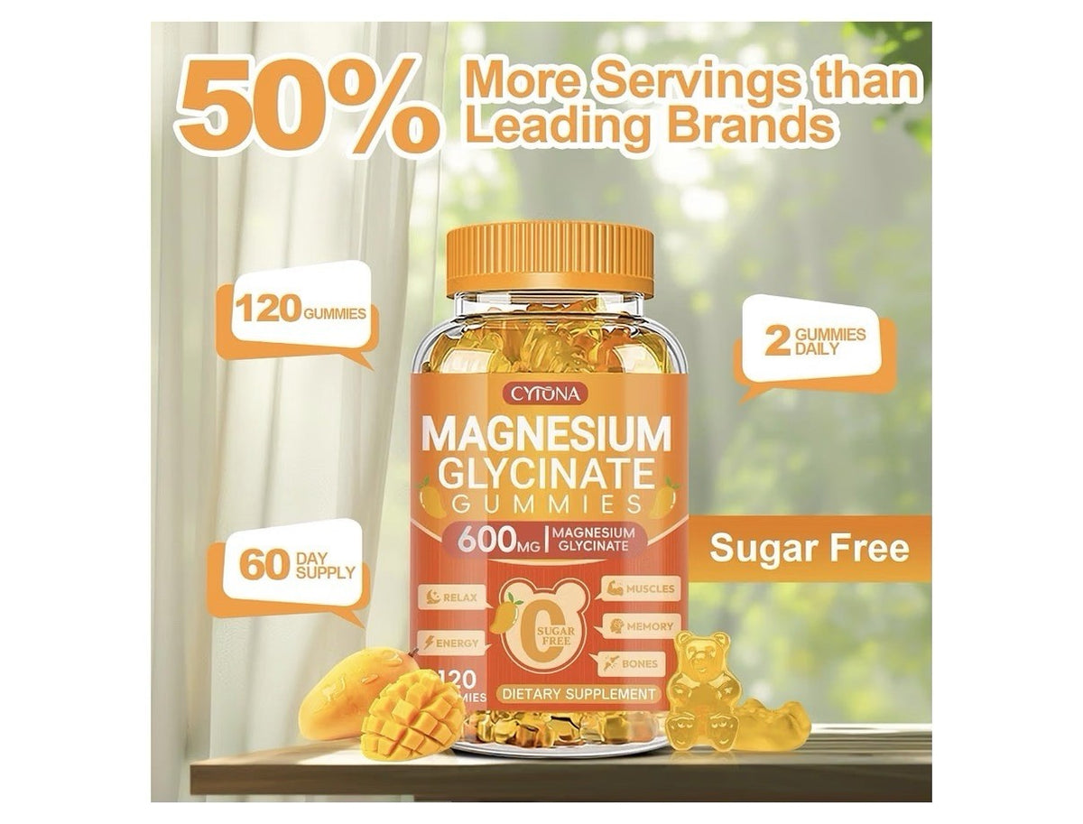 Nextdia Magnesium Glycinate Gummies 600mg Muscles Memory Bones Relax 2 Pack