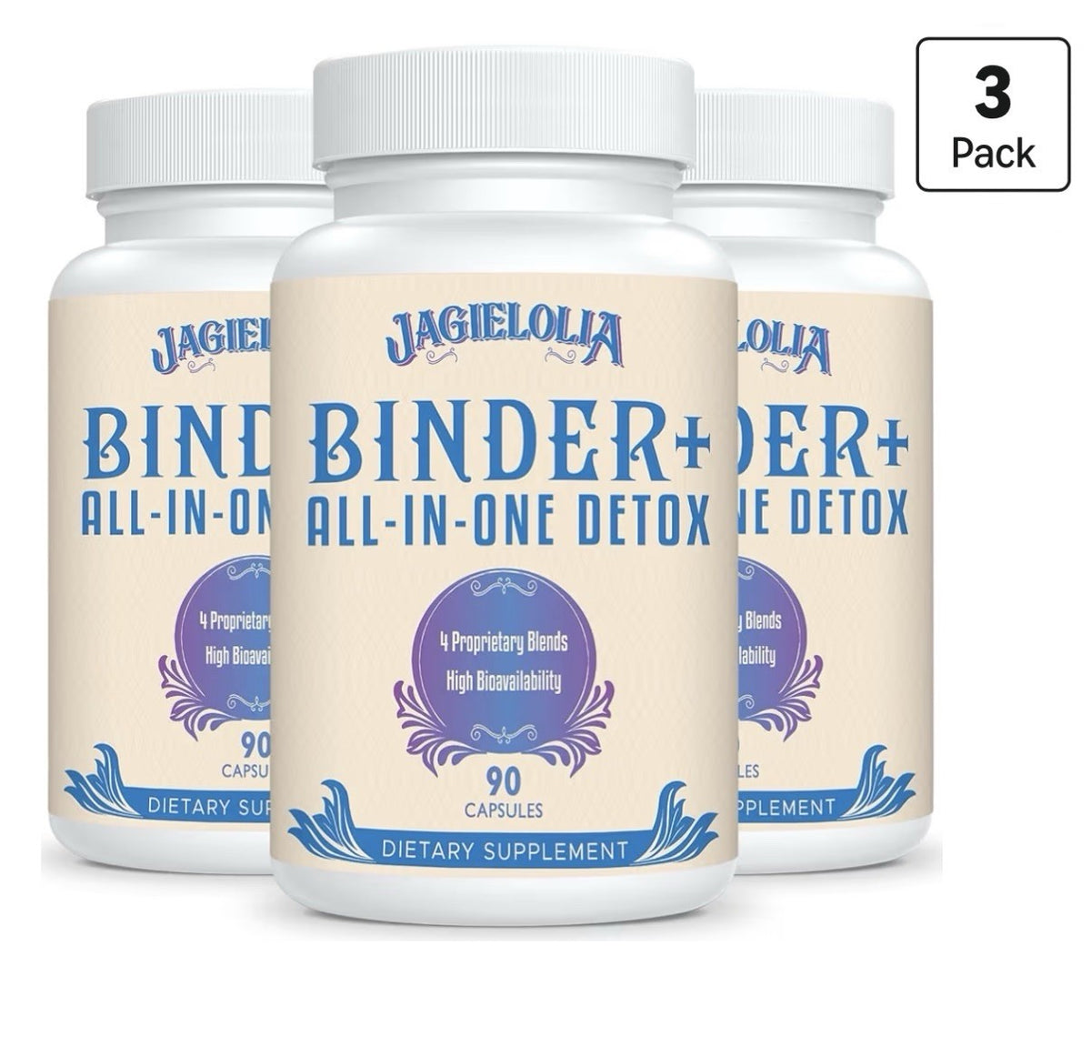Jagielolia Binder+ All-in-One Detox High Bioavailability Liver Gut Cleanse 3Pack