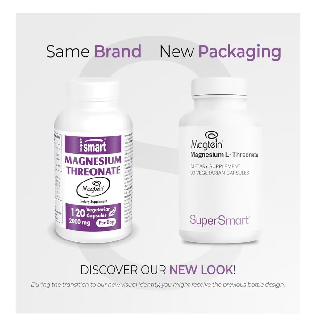 SuperSmart Magnesium L-Threonate 2000mg per Day Supplement 120 Capsules