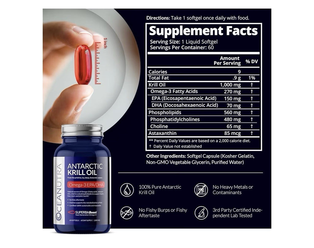 3 Pack Antractic Krill Oil 1000mg Pure Organic Omega 3 EPA DHA 56% Phospholipids