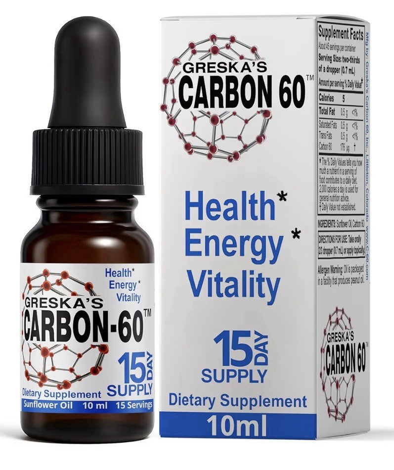 Greska's Carbon60 Organic Sunflower Oil Health Energy Vitality 15day Supply 10ml