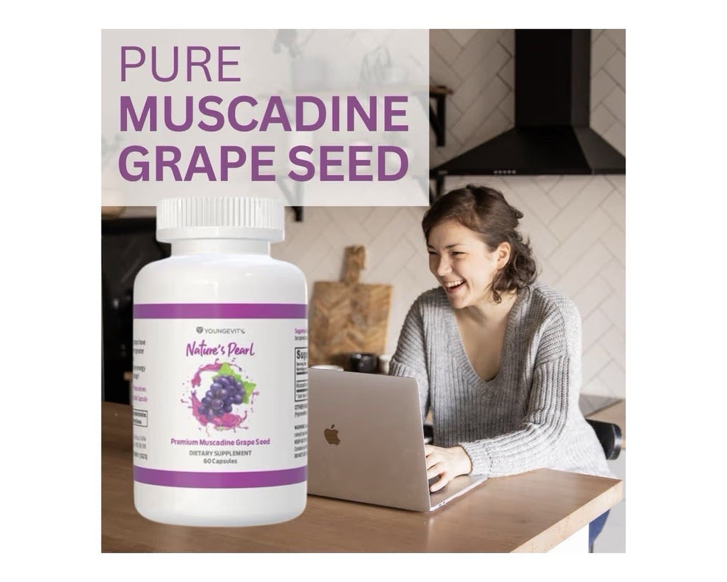 Youngevity Nature's Pearl Premium Muscadine Grape Seed 650 mg Antioxidant 60Caps