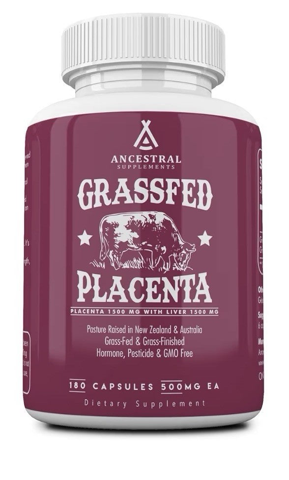 Ancestral Supplements Grass Fed Placenta Supplement Pasture Raised 180 Capsules