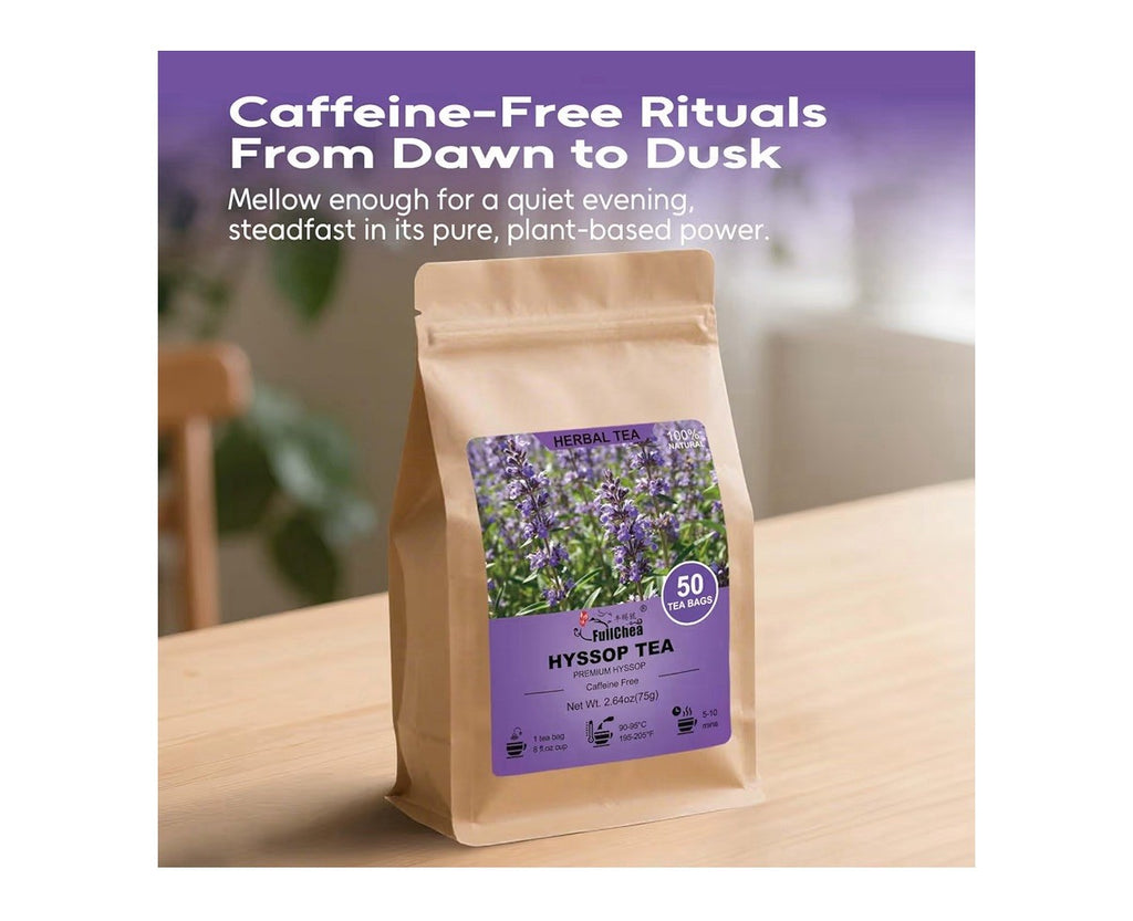 FullChea Hyssop Tea Bags Herbal Caffeine-Free Support Digestion 50 Tea Bags