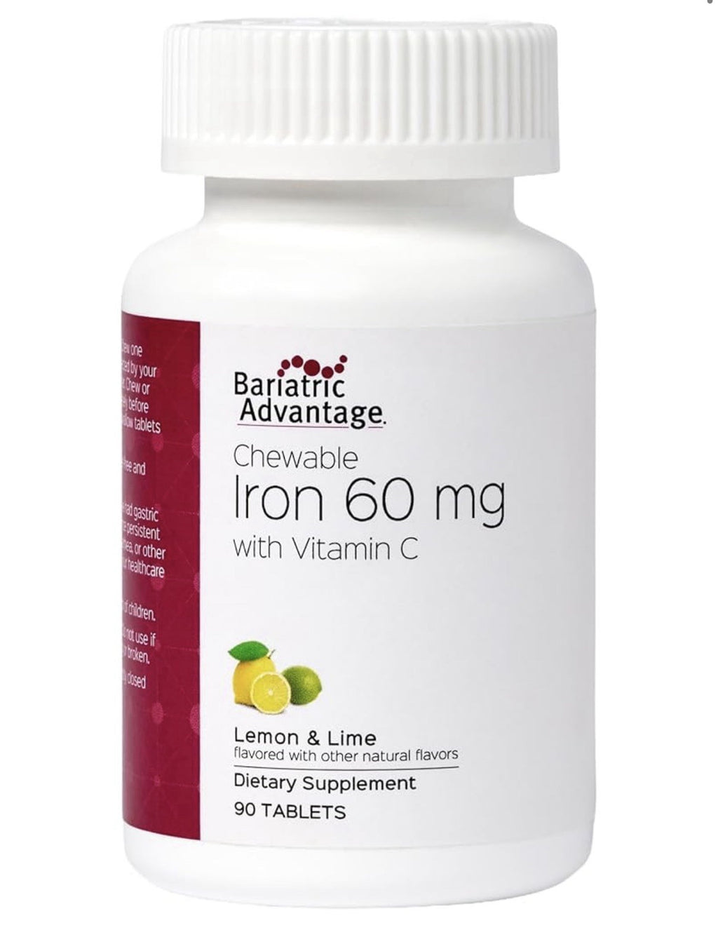 Bariatric Advantage Chewable Iron 60 mg with Vitamin C 90 Tablets
