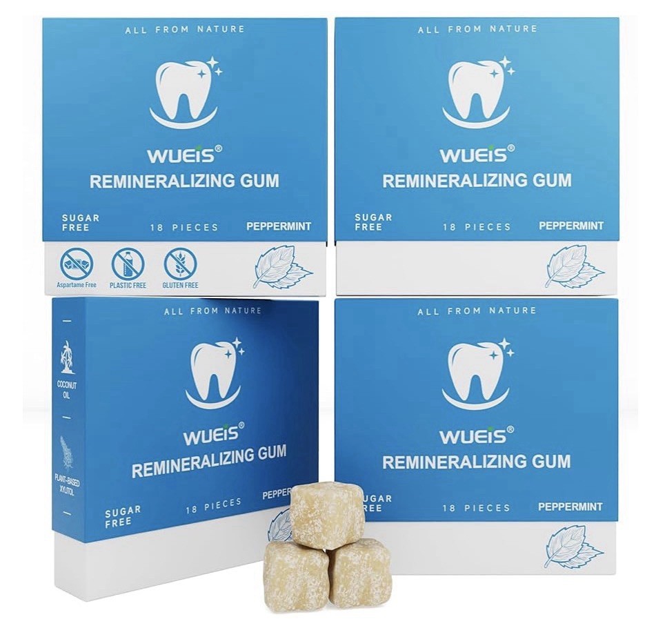 Remineralizing Gum with Xylitol Hydroxyapatite  Peppermint Pack Of 4 Total 72pcs