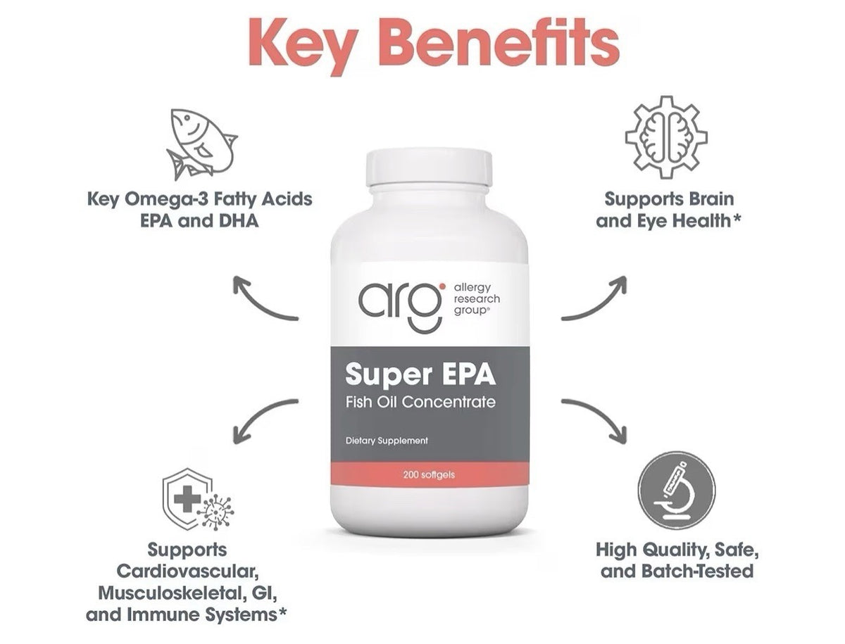 ARG Super EPA Fish Oil Concentrate DHA 200 Softgels Cardiovascular Brain Health