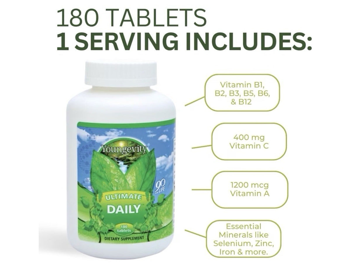 Youngevity Ultimate Daily Mega Multivitamin Vitamins and Minerals 180 Tablets