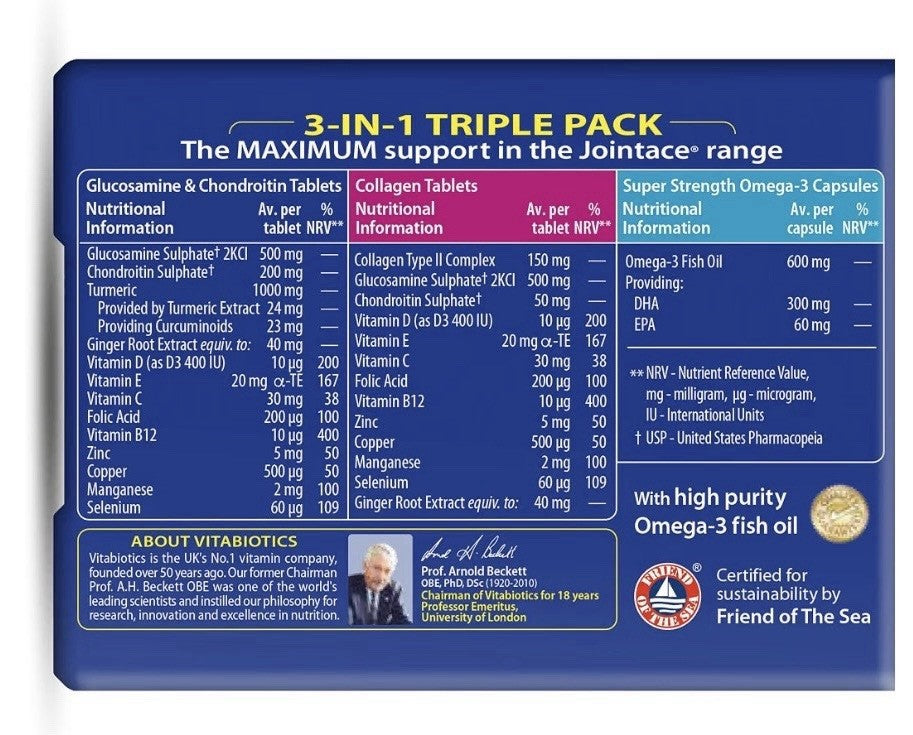 Vitabiotics Jointace Max Triple Pack glucosamine omega 3 turmeric Collagen