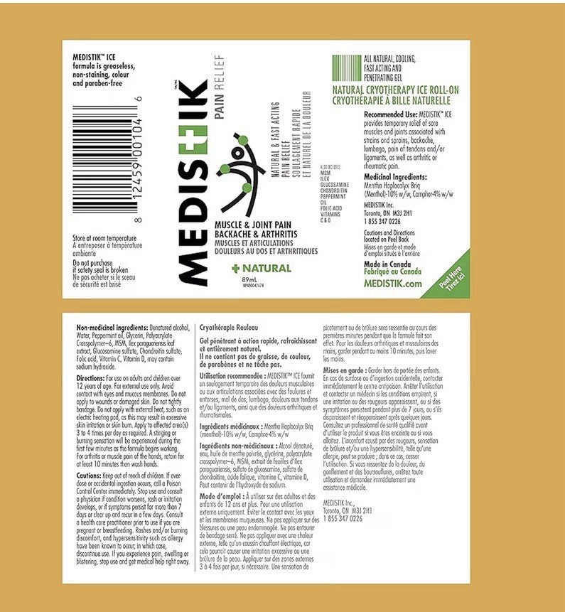 Medistik Dual Stick and Ice Bundle 58g + 89ml Backache Arthritis Joint Muscle