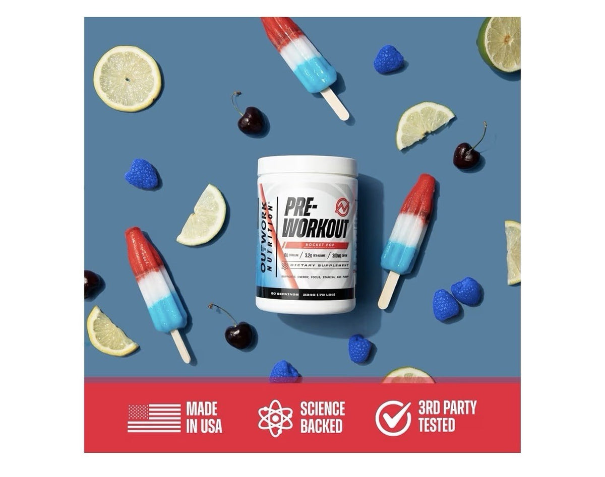 Outwork Nutrition Preworkout Energy Focus Stamina And Pump Rocket Pop Flavor