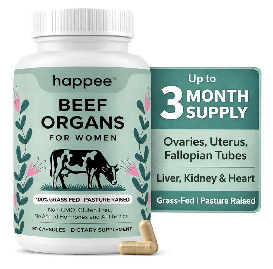 Happee Beef Organs For Women Grass Fed Pasture Raised Supplement 90 Capsules