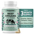 Happee Beef Organs For Women Grass Fed Pasture Raised Supplement 90 Capsules