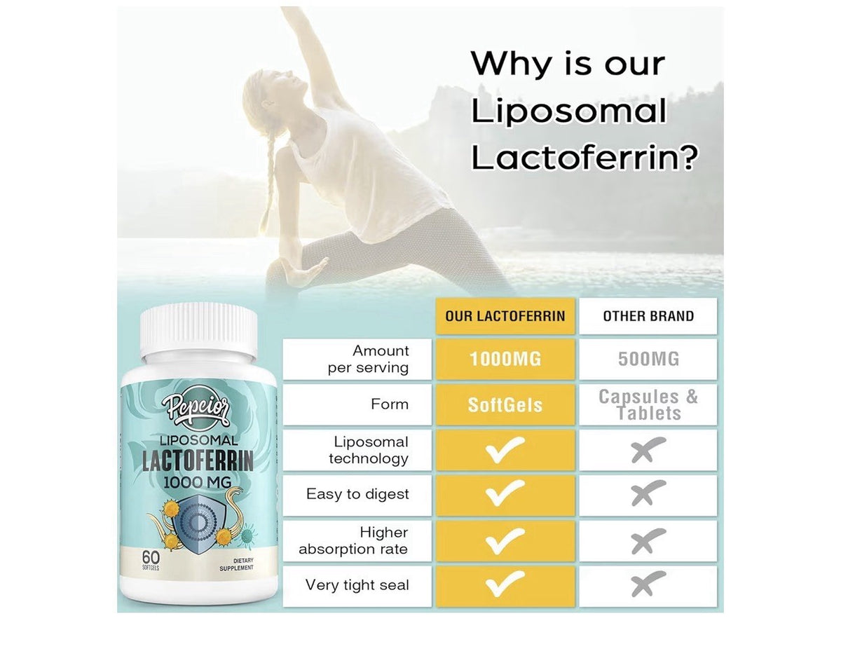 Pepeior Liposomal Lactoferrin 1000mg Higher Absorption for Iron Immune 60softgel
