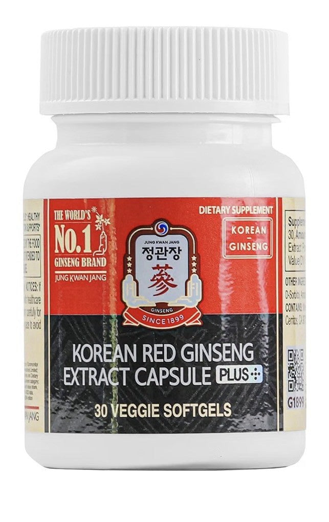 JUNG KWAN JANG Korean Red Ginseng Extract Capsules Plus Energy Supplement 30sgel