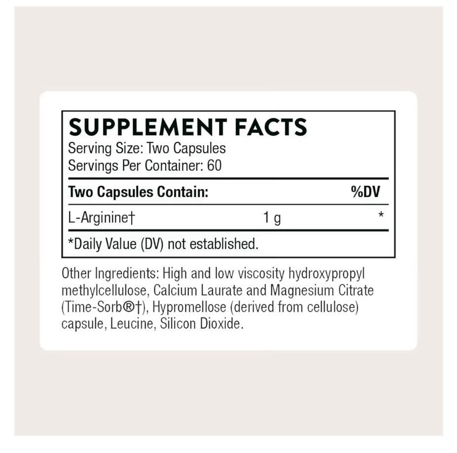 THORNE L-Arginine (Formerly Perfusia-SR) Nitric Oxide Heart Support 120 Capsules