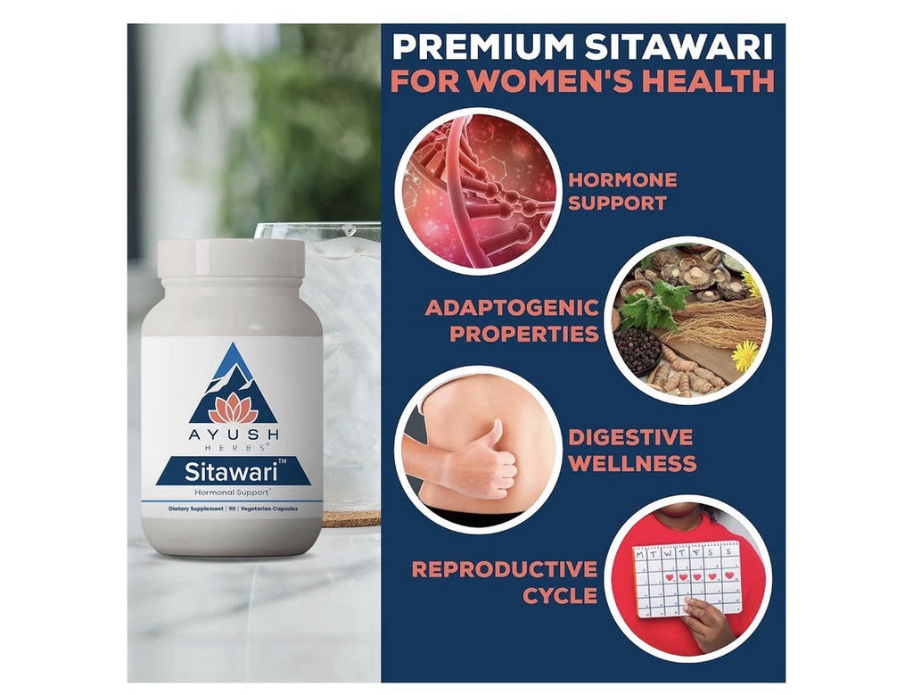Ayush Herbs Sitawari Hormonal Support Shatavari for Women 90 Capsules