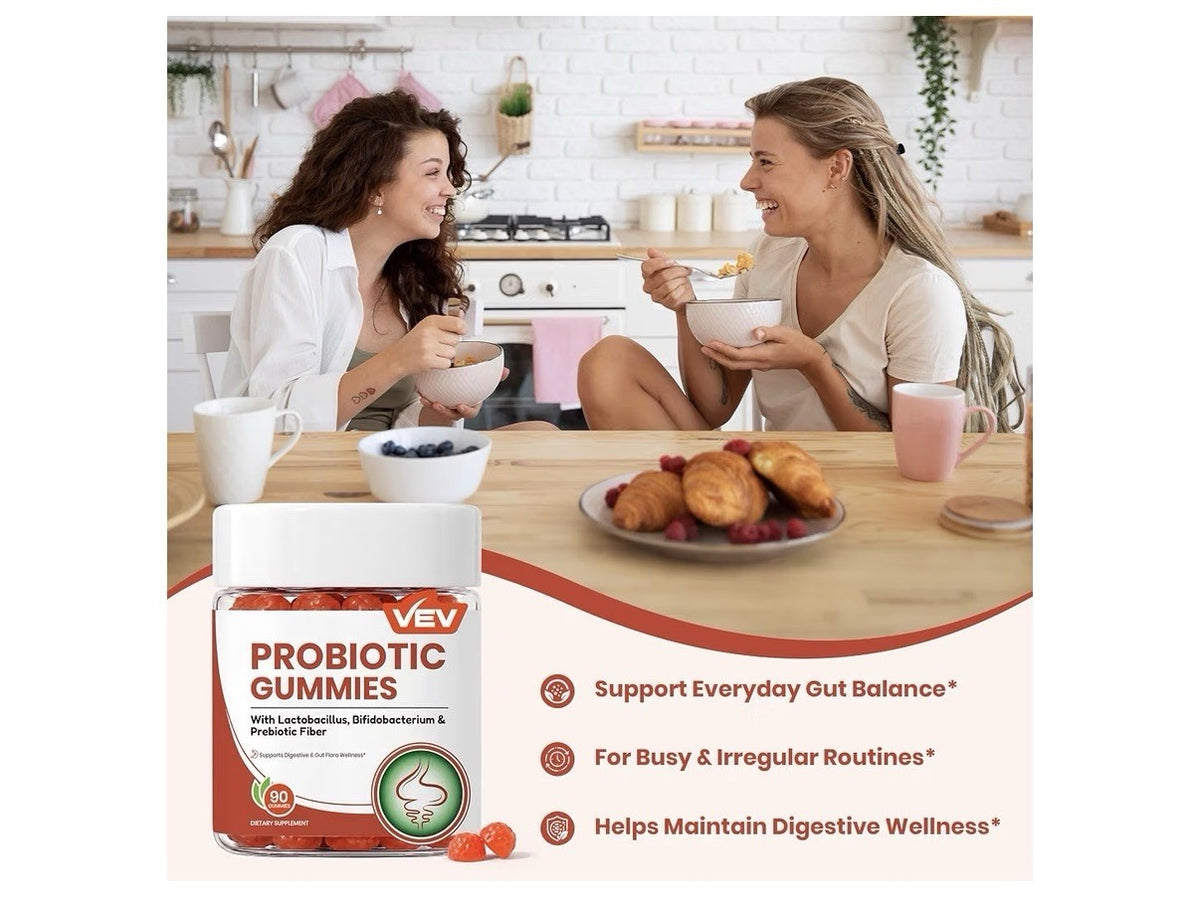VEV Probiotic Gummies Supports Digestive Gut Flora Wellness For Women 90Gummuies