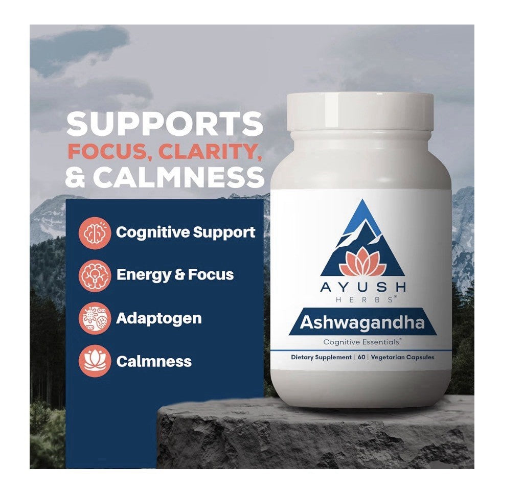 Ayush Herbs Ashwagandha Cognitive Essentials for Men & Women 90 Capsules