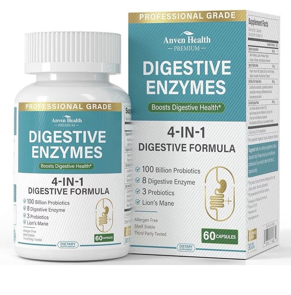 2Pack Anven Health Digestive Enzymes 1 in 4 Digestive Formula Men & Women 100CFU