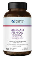 Vitamin World Omega 3 Fish Oil 1360 mg Triple Strength Supplement 120 Softgels