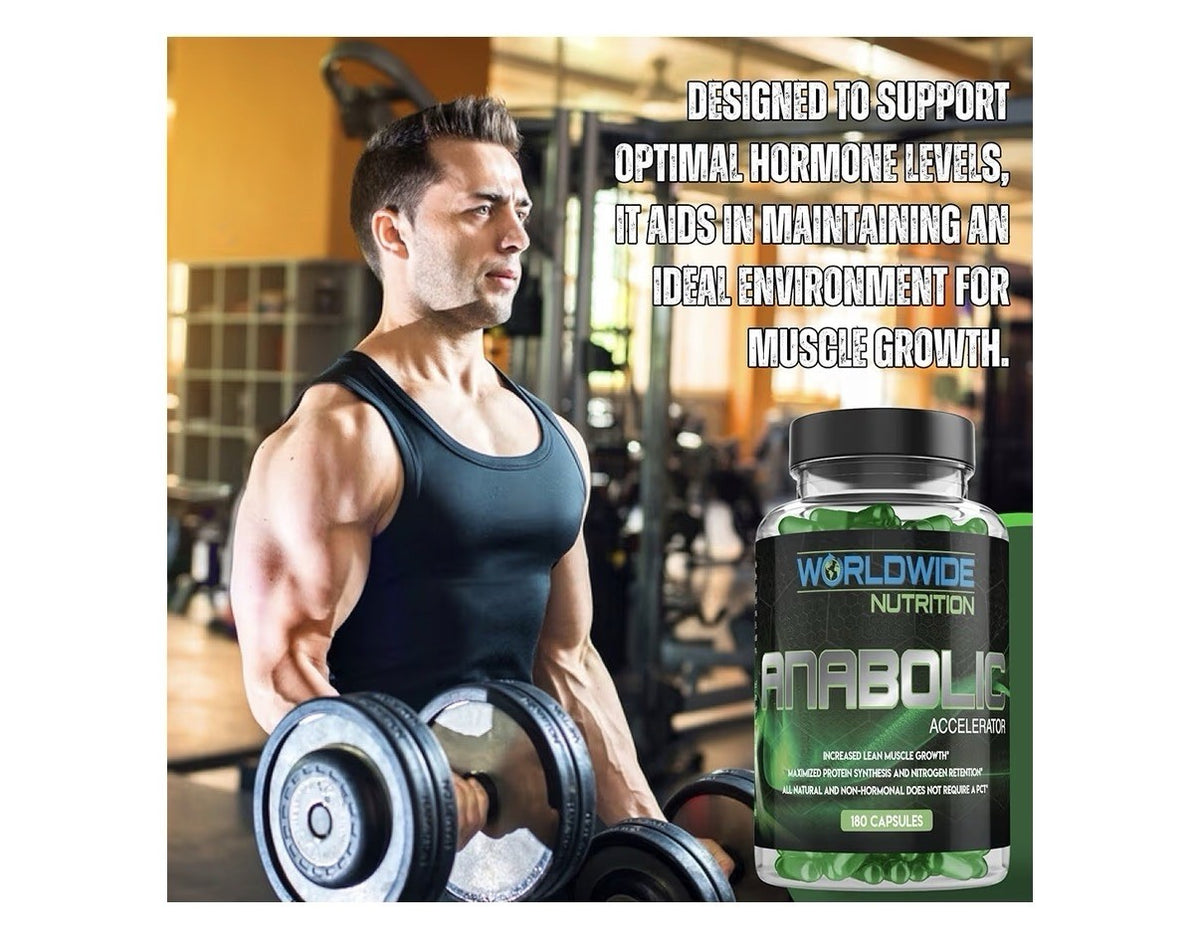 Worldwide Nutrition Anabolic Accelerator For Men Energy Workout Recovery 180caps