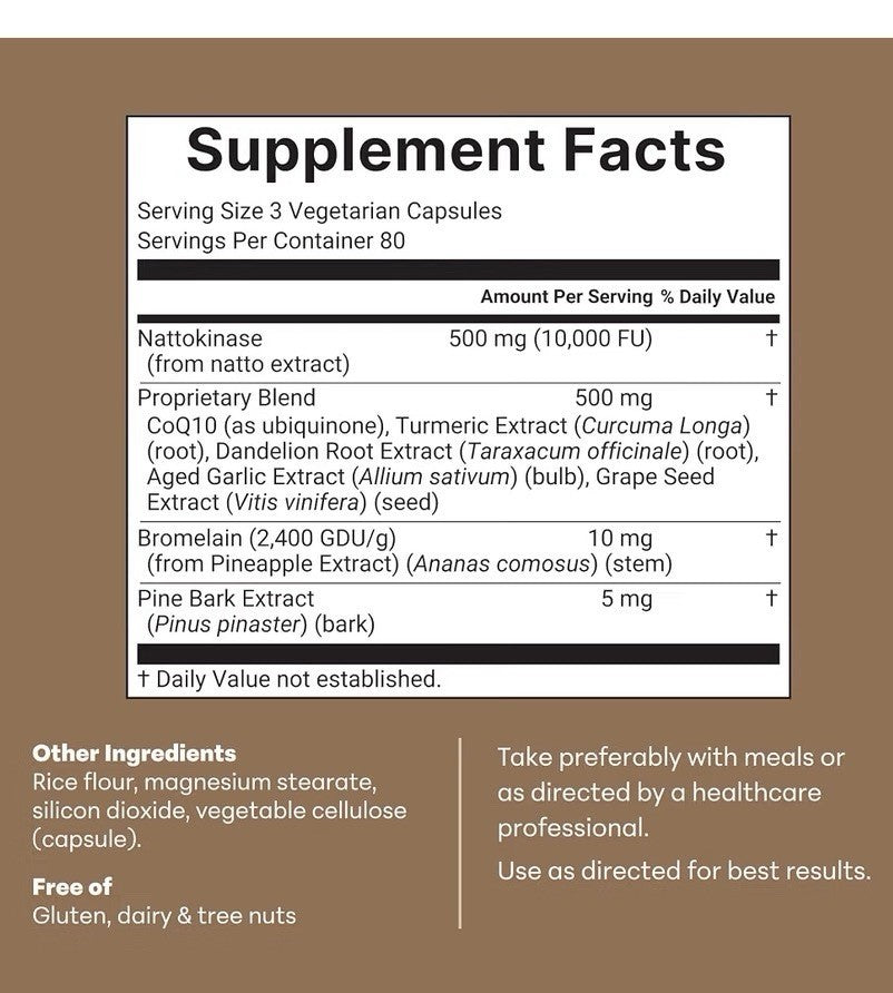 Micro Ingredients Nattokinase 10,000 FU Per Serving 240 Veggie Capsules
