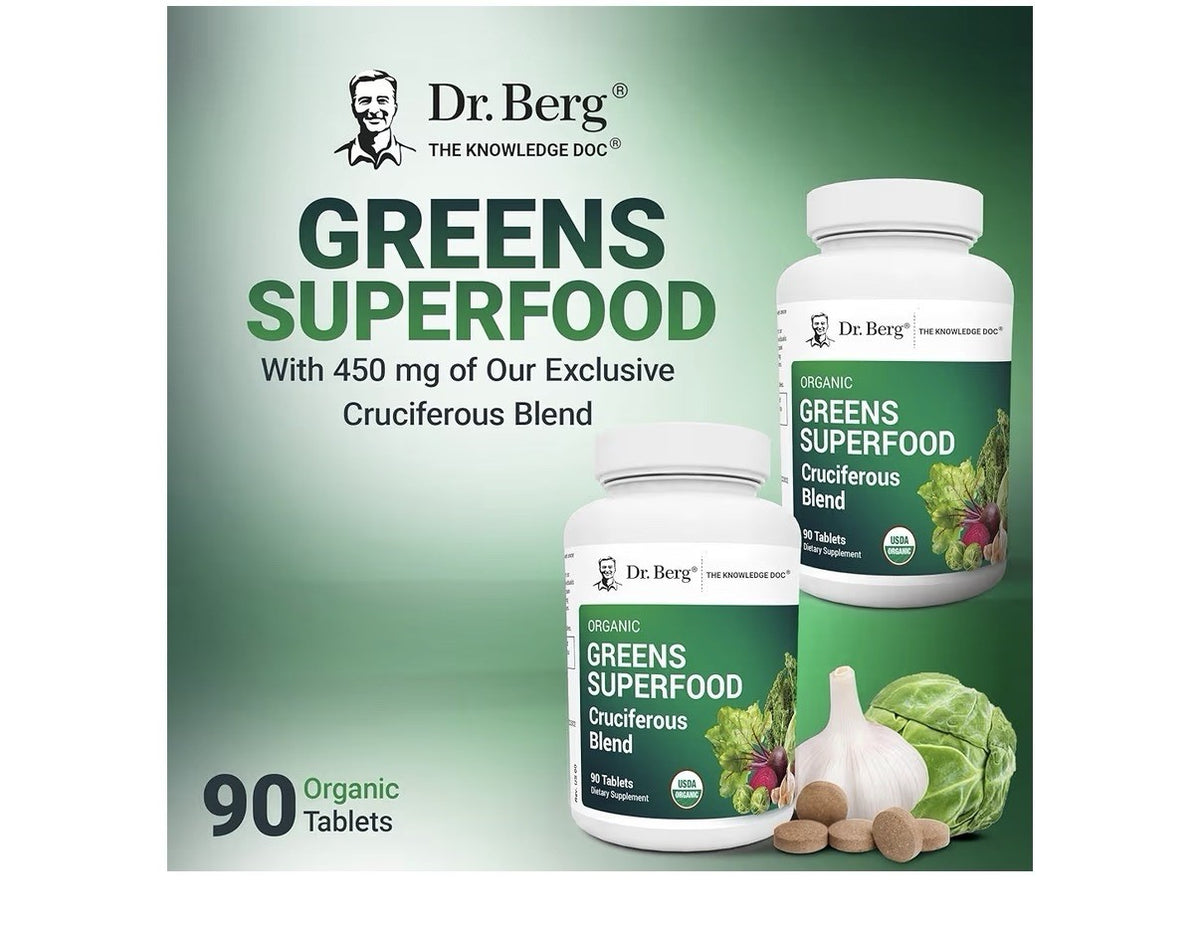 Dr. Berg Greens Superfood Cruciferous Blend Vegetable 90 Tablets Super Greens