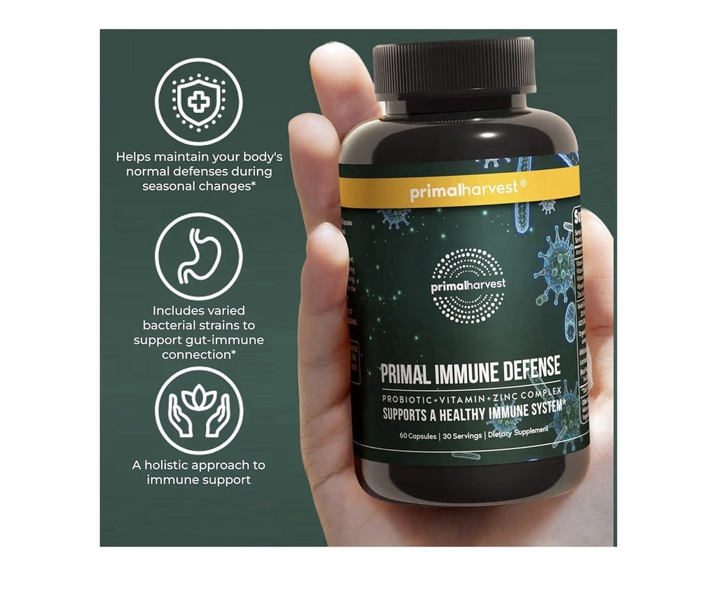 Primal Harvest Immune Defense 10-in-1 Supplement with Probiotics 60 Capsules