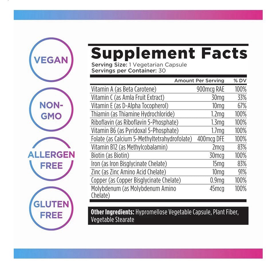 Livingood Daily Iron Supplement for Women & Men Blood Support Formula 30 Capsule