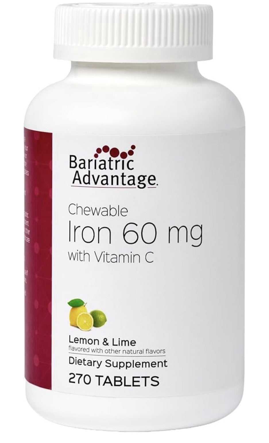 Bariatric Advantage Chewable Iron 60mg Vitamin C Bariatric Surgery Patient 270Ta