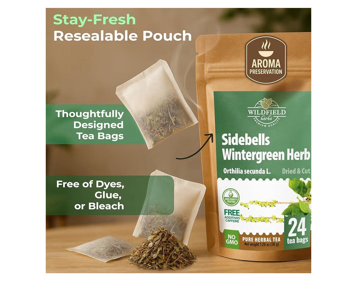 Wildfield Sidebells Wintergreen dried cut Herb Tea (Orthilia Secunda) 24 Teabags