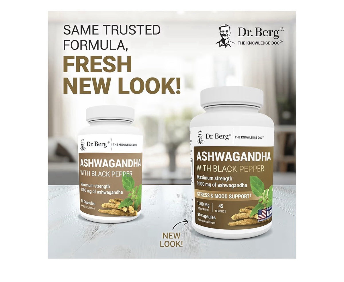 Dr. Berg Ashwagandha Root 1000mg With Black Pepper Stress Mood Support 90Capsule