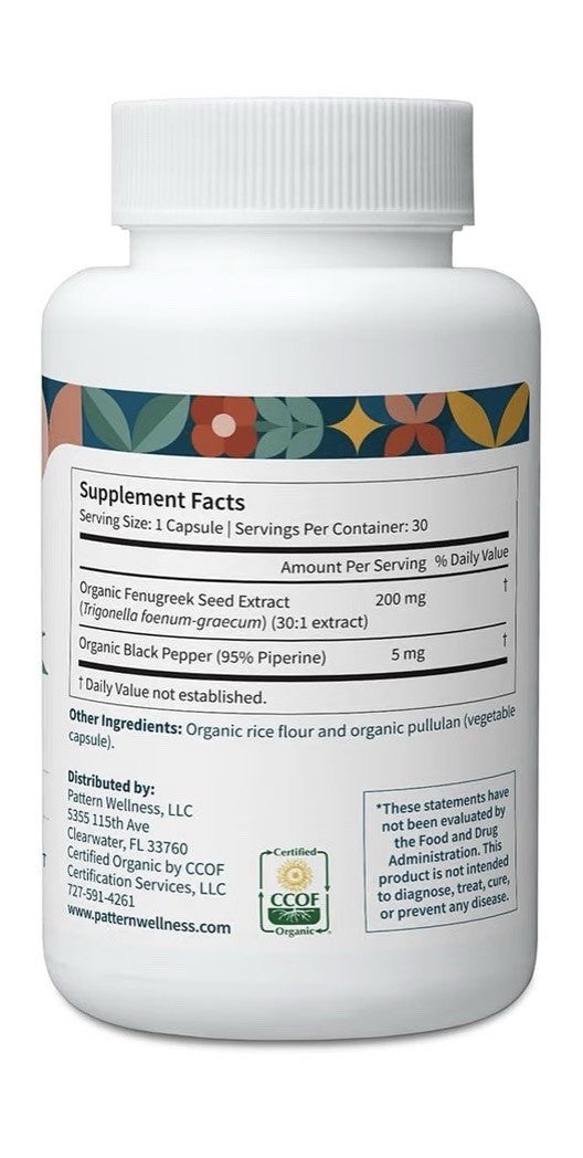 Pattern Wellness Organic Fenugreek Support Metabolic Health Overall Wellness 30c