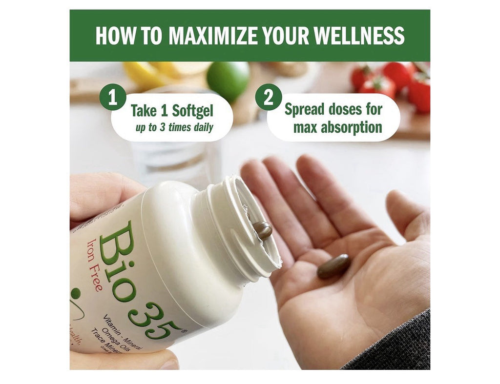 Bio35 Vitamin Mineral Omega Oils Trace Minerals Daily Multivitamin W/ Iron 300sg