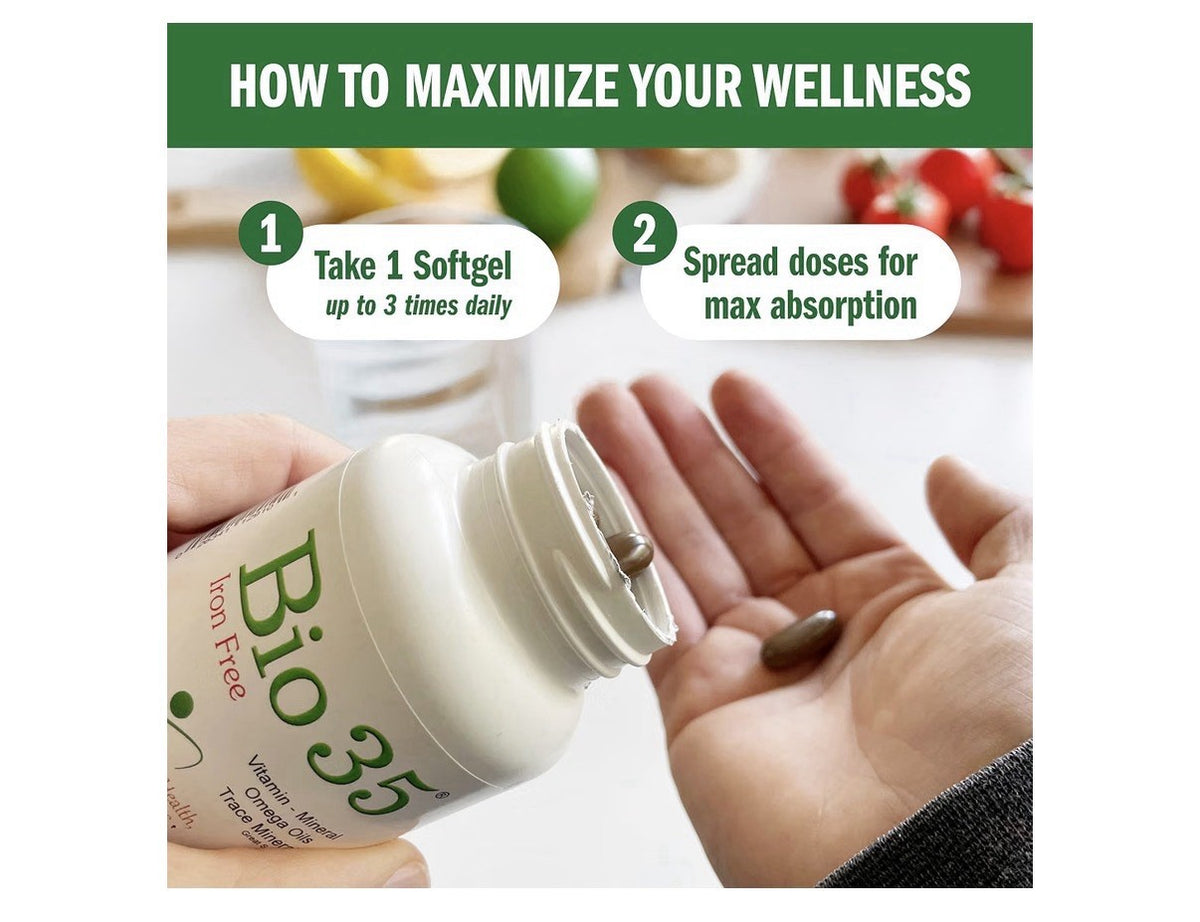 Bio35 Vitamin Mineral Omega Oils Trace Minerals Daily Multivitamin W/ Iron 300sg