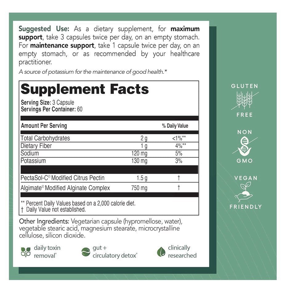 EcoNugenics PectaClear Detox Supplement for Toxic Metal Cleanse Repair 60 Caps
