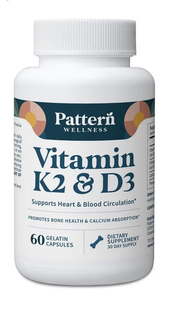 Pattern Wellness Vitamin K2 & D3 Heart Blood Circulation Bone Support 3 Pack