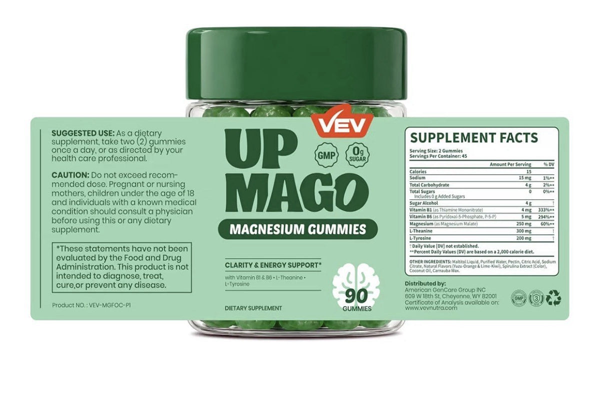 VEV UPMAGO Magnesium Gummies Clarity And Energy Support For Adults 90 Gummies