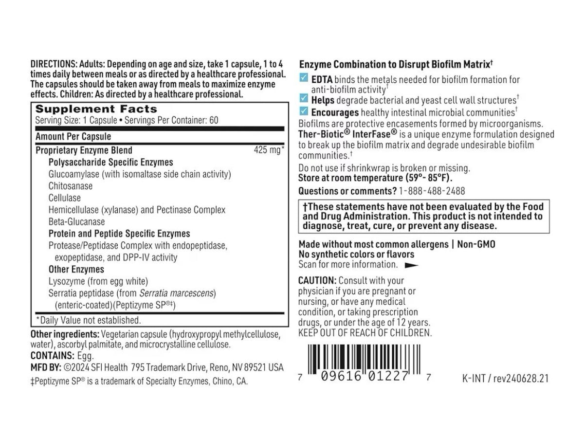 SFI Health Ther-Biotic InterFase Microbiome Health Multi Enzyme Formula 60 Caps