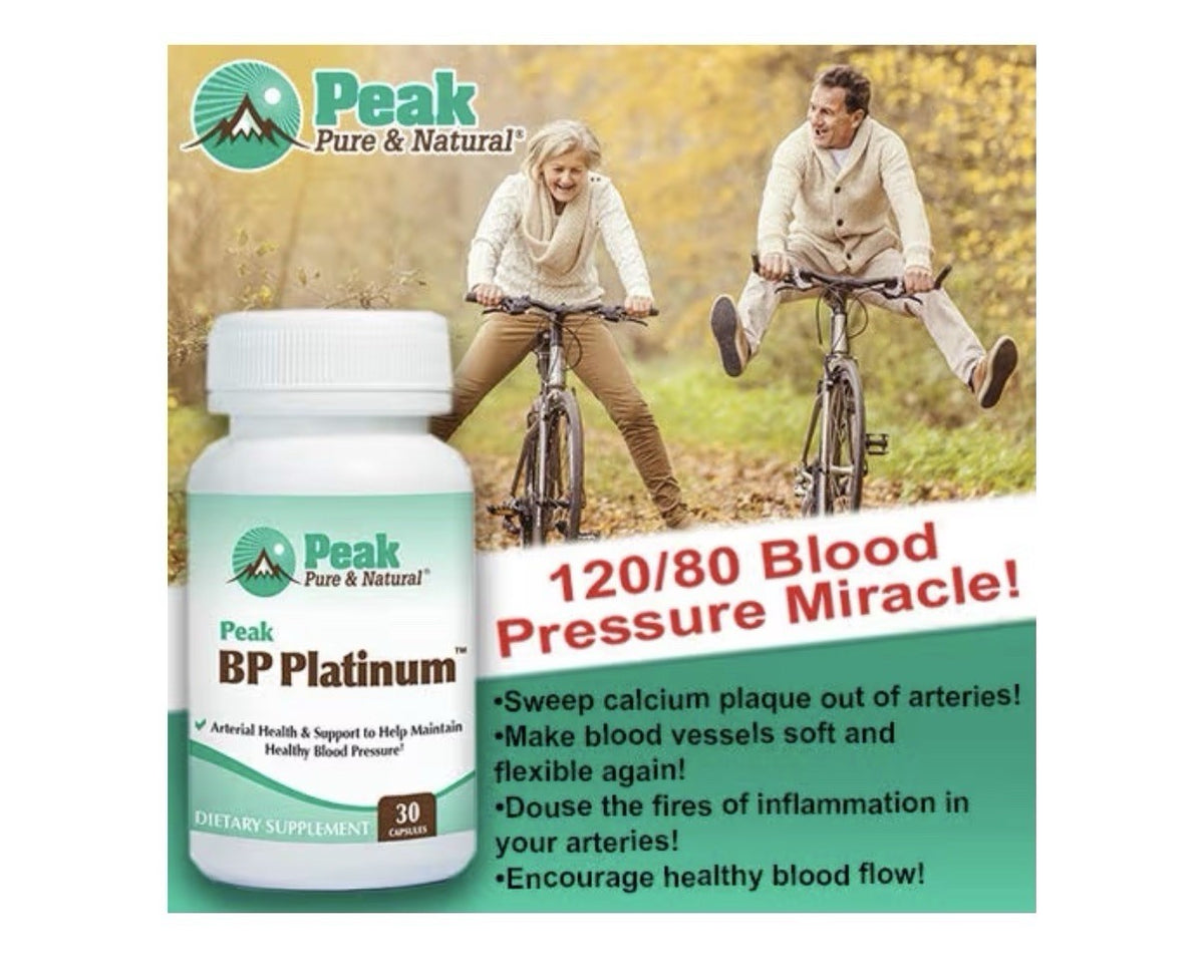 Peak Pure & Natural Peak BP Platinum Arterial Blood Pressure Health Support 30ca