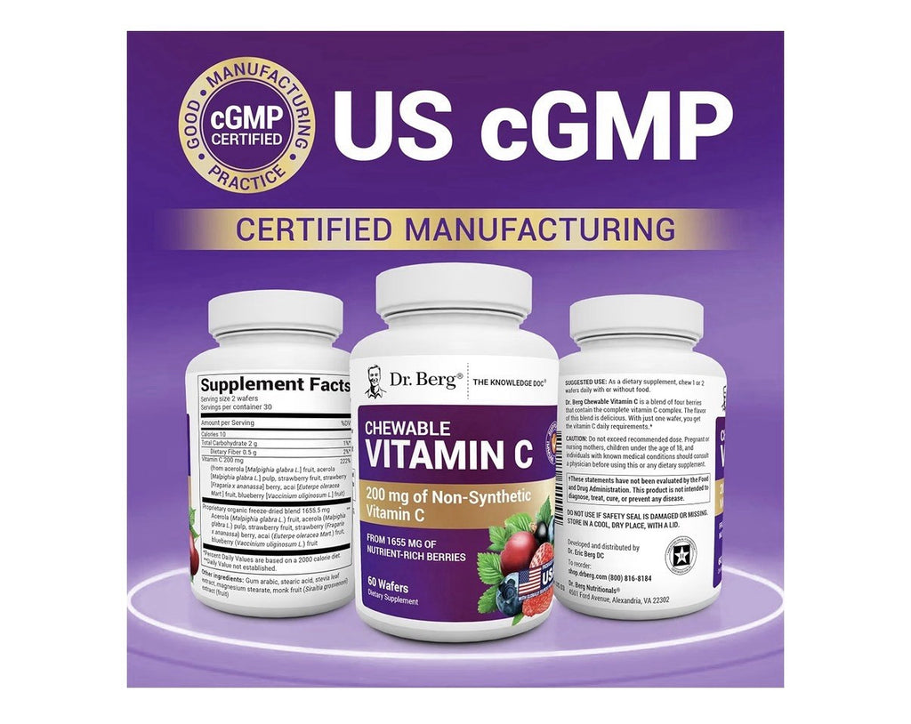 Dr. Berg Chewable Vitamin C Complex Made with Organic Non GMO Berries 60chewable