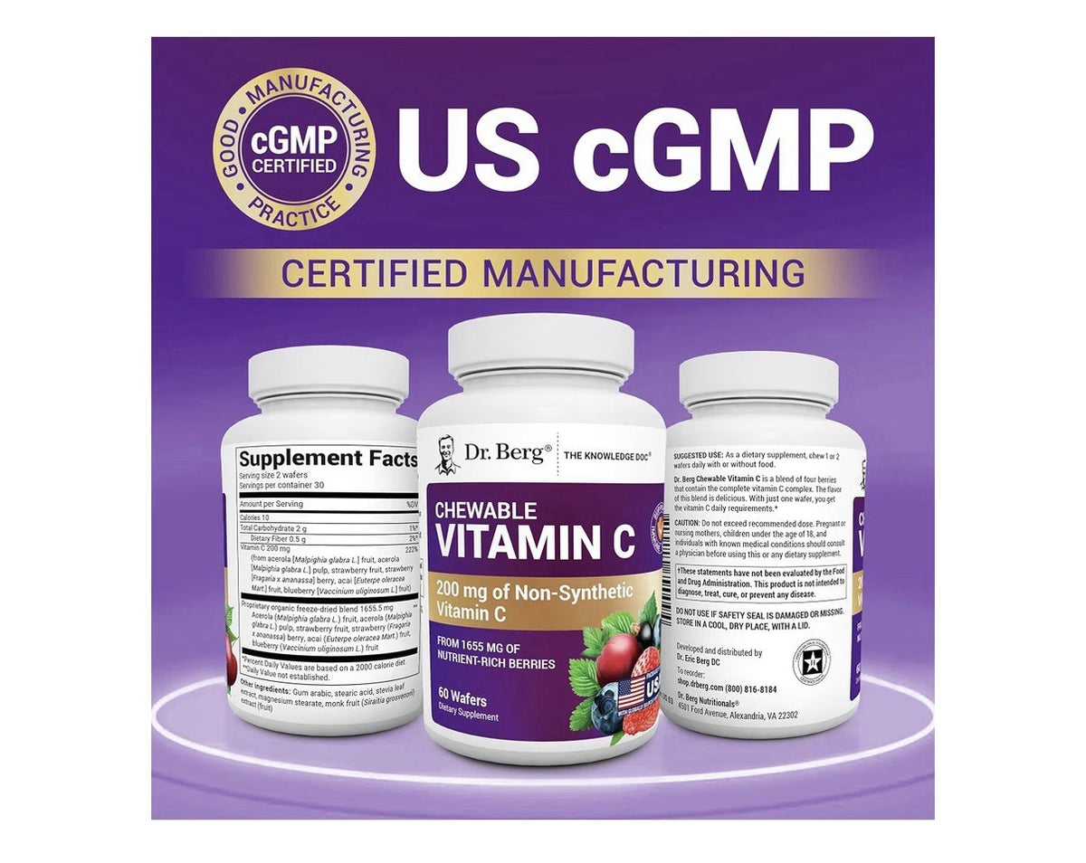 Dr. Berg Chewable Vitamin C Complex Made with Organic Non GMO Berries 60chewable