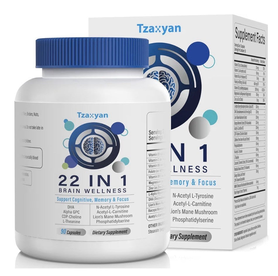 Tzaxyan Pure Brain Wellness for Memory Focus Clarity Cognitive Improvement 2Pack