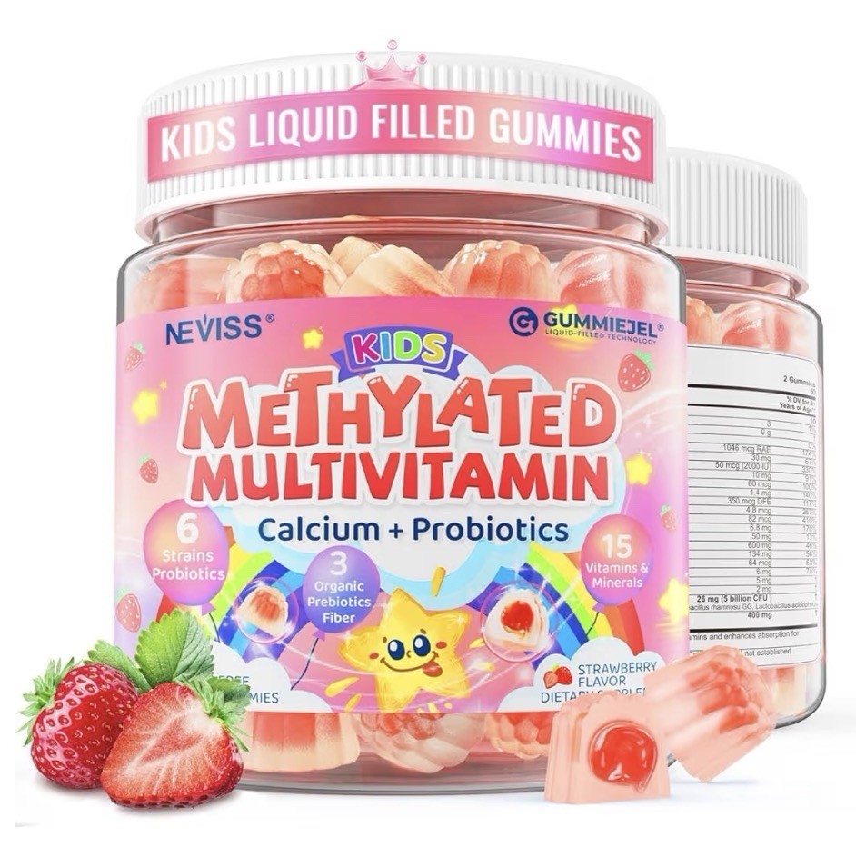 Nextdia Kids Methylated Multivitamin Gummies Calcium D3 K2 Probiotics 60 Gummies