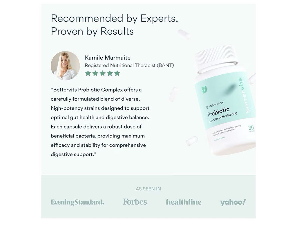 Bettervits Probiotics Complex 75 Billion CFU Women Men Digestive Gut Health 30ca