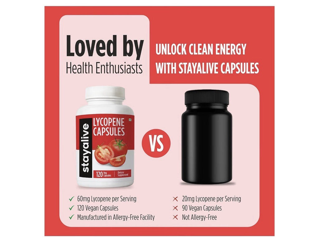 STAY ALIVE Lycopene Supplement for Men Natural Tomato Extract 120 Capsules